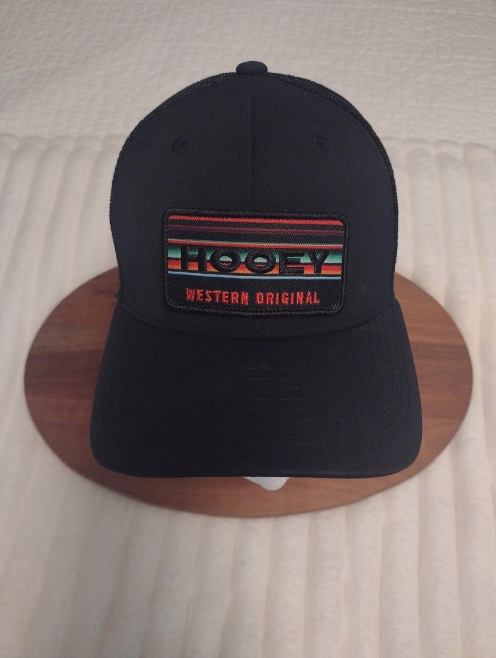Hooey Trucker Cap Hat Youth Black Mesh Snapback Adjustable Striped Patch